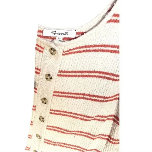 Madewell Kingston Sweater Tank Button-Front Stripes Cream Orange Womens XS - Picture 4 of 8